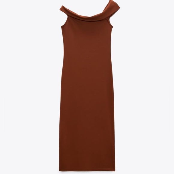 ZARA ASYMMETRIC NECKLINE DRESS - Picture 9 of 9